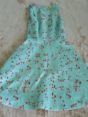 H&M green mint floral satin dress